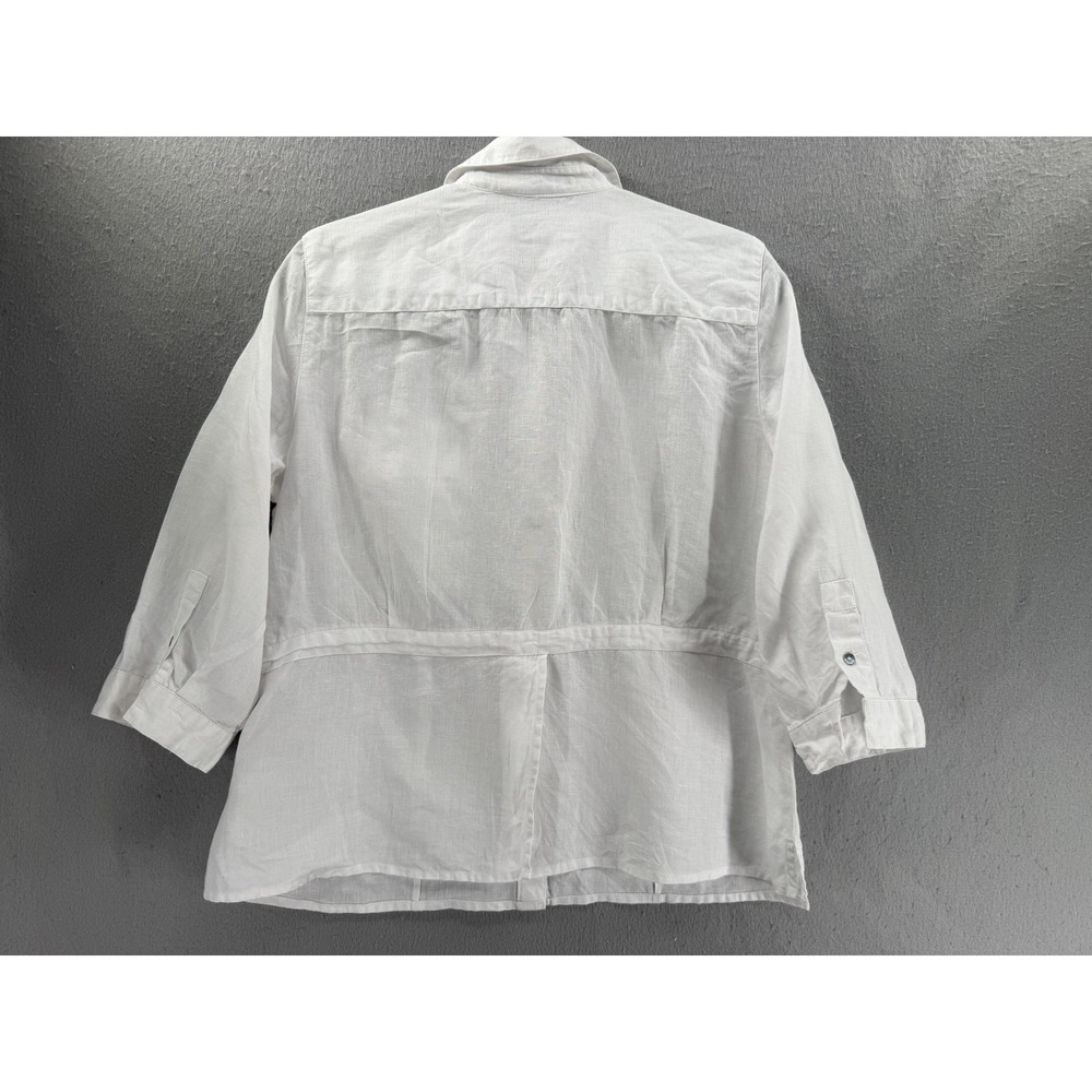 St. Tropez West Shirt Womens L 100% Linen Lagenlook Coastal Minimalist Blouse - Picture 5 of 13